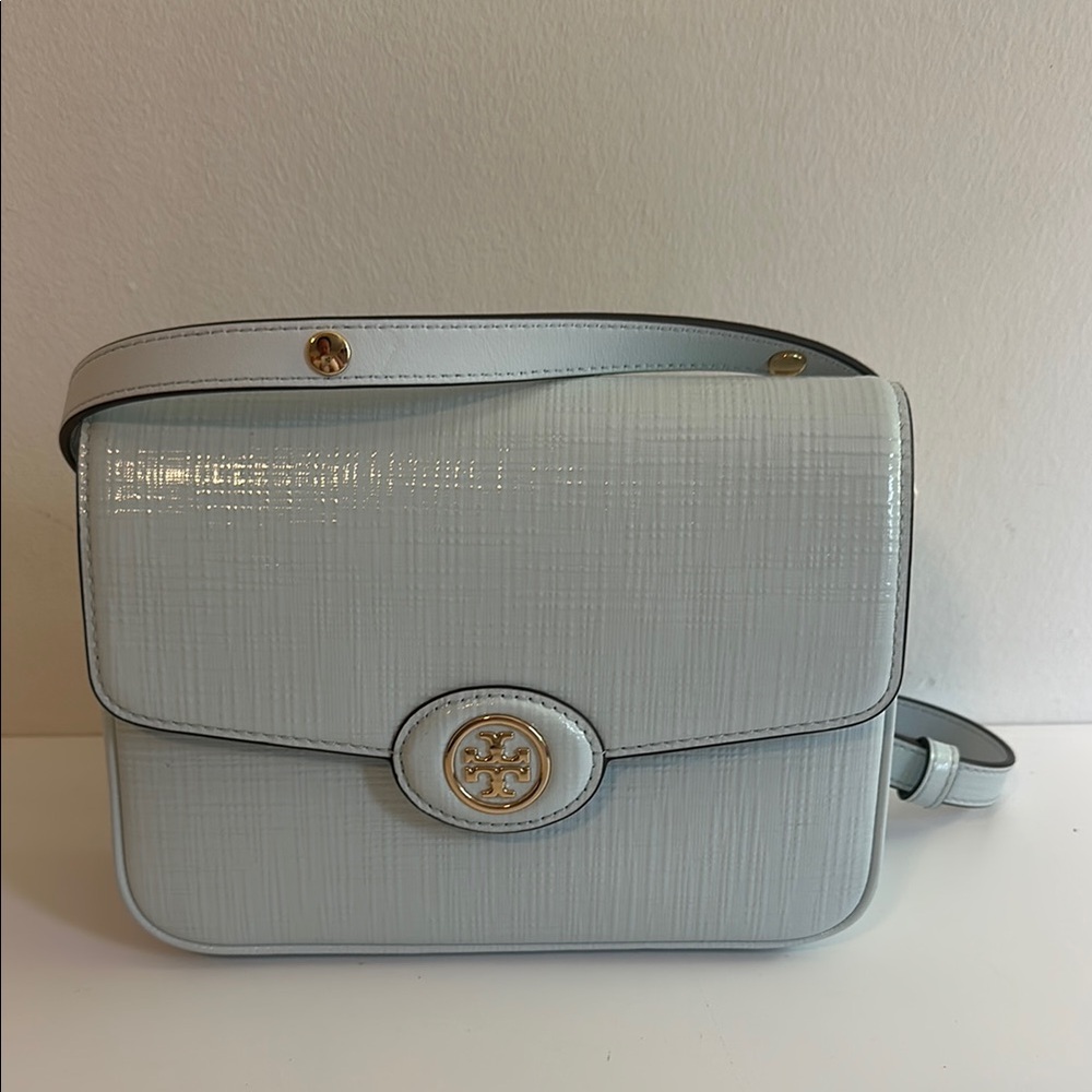 Tory Burch Blue Crossbody Bag with Gold Hardware